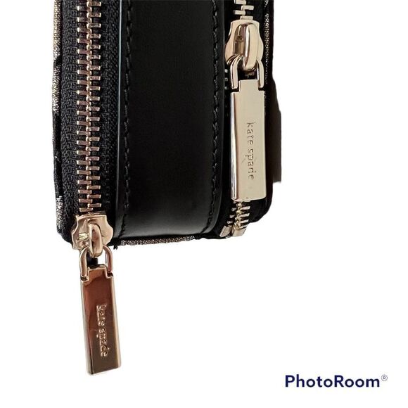 Kate Spade Odette Jacquard Chain Crossbody Bag Purse Double Zip Glitter Logo - Picture 6 of 12